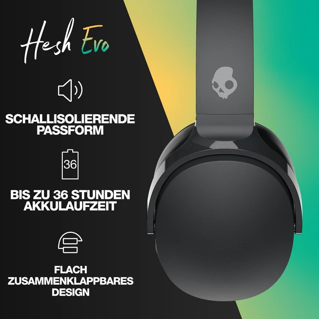 Alt view image 3 of 5 - Skullcandy Hesh Evo Wireless Over-Ear Bluetooth Headphones