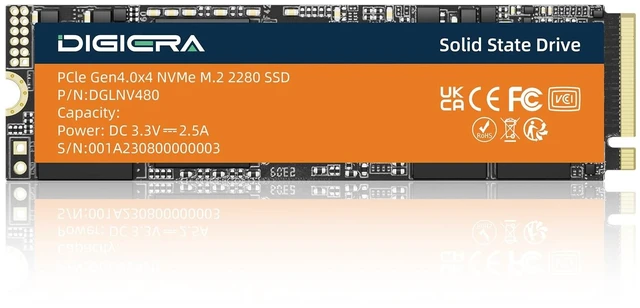 Main image of DIGIERA LNV480 1TB PCIe Gen 4.0x4 NVMe M.2 2280 Internal SSD, Up to 5100MB/s Read 4500MB/s Write, High-Speed Storage for Gaming & Professional Workloads Laptop Desktop PC