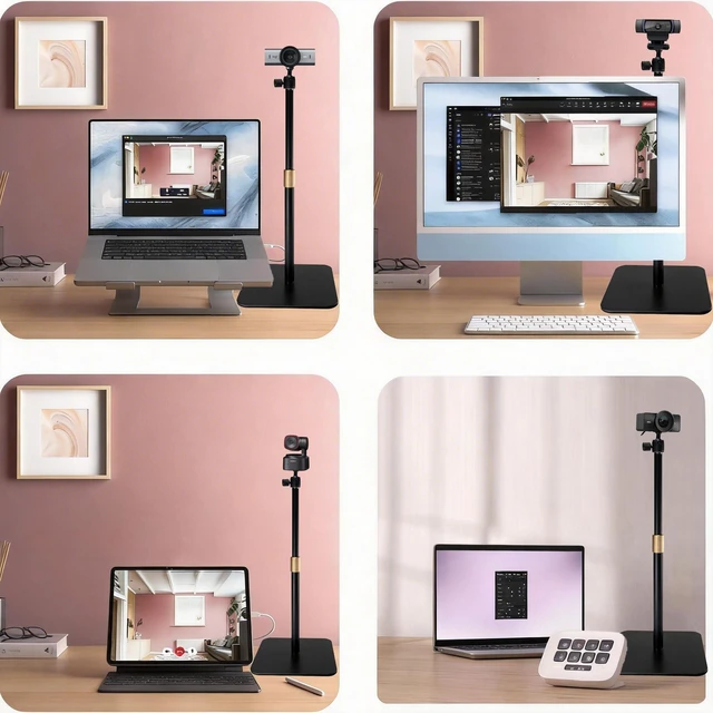 Alt view image 2 of 5 - Brio-101 Webcam Tabletop Holder,17'' Magnet Webcam-Stand Tripod Mount Compatible with Logitech Brio 101 100/Brio 301 300/Brio 501 500/Brio 4K/C270/C310 webcams
