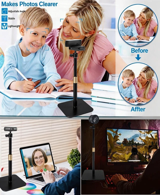 Alt view image 4 of 5 - Brio-101 Webcam Tabletop Holder,17'' Magnet Webcam-Stand Tripod Mount Compatible with Logitech Brio 101 100/Brio 301 300/Brio 501 500/Brio 4K/C270/C310 webcams