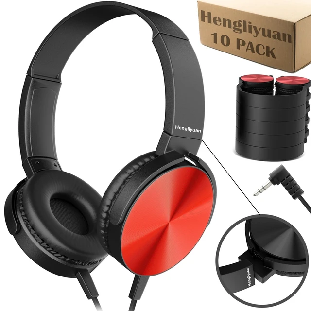 Alt view image 2 of 5 - Hengliyuan Classroom Headphones Bulk 10 Pack for Kids School,Swivel Foldable,3.5mm Jack,Wholesale Wired On Ear Headphones for Students Children Boys Girls Teen Toddler Teachers(HLY003 5 Colors