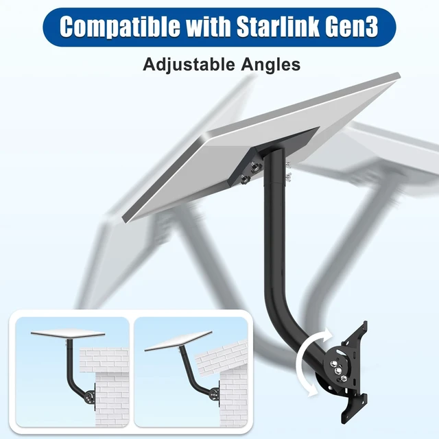 Alt view image 3 of 5 - Upgraded Satellite Gen 3 Mount 19" Wall Mount Compatible with Starlink Adjustable Mount Gen 3 Mounting Kit Rotatable Bracket for Internet Satellite Kit Roof Mount Gen3