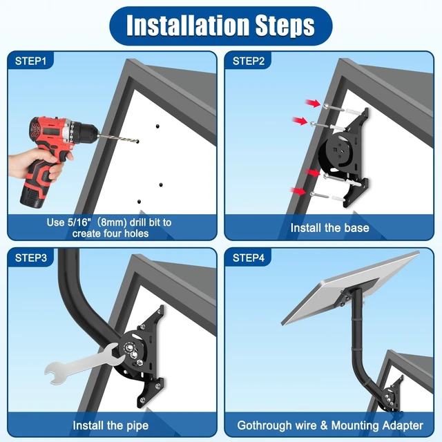 Alt view image 4 of 5 - Upgraded Satellite Gen 3 Mount 19" Wall Mount Compatible with Starlink Adjustable Mount Gen 3 Mounting Kit Rotatable Bracket for Internet Satellite Kit Roof Mount Gen3
