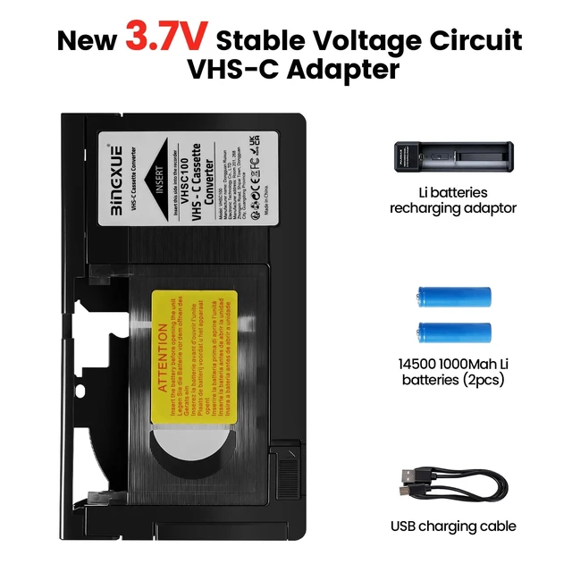 Alt view image 5 of 5 - Bingxue 2026 New VHS-C Adapter for VHS-C to VHS,Cassette Adaptor with Battery Charger,Incompatible with MiniDV/Hi8/8mm,Ideal for Video Cassette/VCR Player