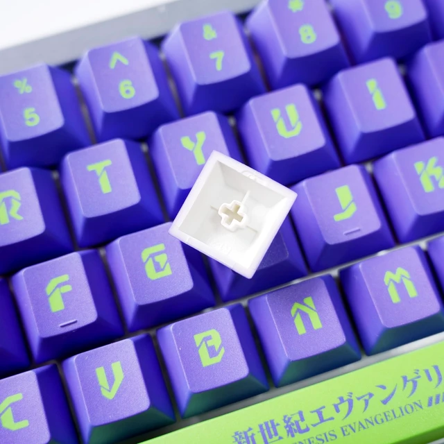 Alt view image 3 of 5 - feaizyu Mechanical Style PBT Keycaps,Modern Green and Purple Keycap Set,Dye-Sublimation Japanese-Style Keycaps for 60%,65%,75%,80% MX Switch Mechanical Keyboards