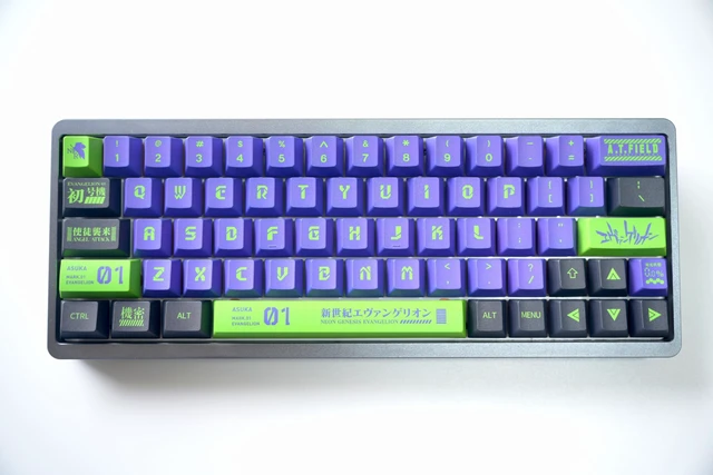 Alt view image 2 of 5 - feaizyu Mechanical Style PBT Keycaps,Modern Green and Purple Keycap Set,Dye-Sublimation Japanese-Style Keycaps for 60%,65%,75%,80% MX Switch Mechanical Keyboards