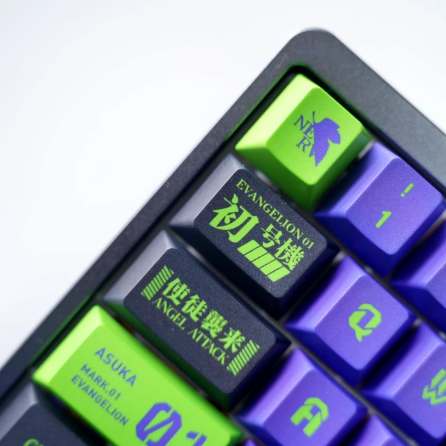 Alt view image 5 of 5 - feaizyu Mechanical Style PBT Keycaps,Modern Green and Purple Keycap Set,Dye-Sublimation Japanese-Style Keycaps for 60%,65%,75%,80% MX Switch Mechanical Keyboards