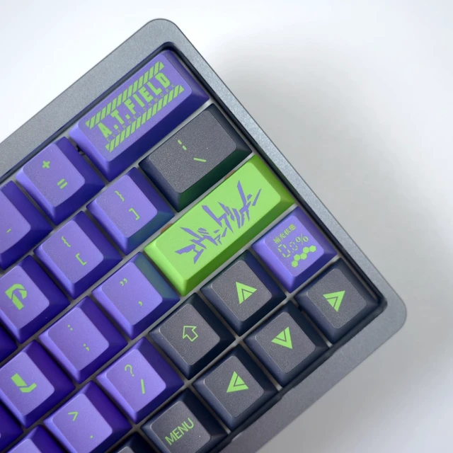 Alt view image 4 of 5 - feaizyu Mechanical Style PBT Keycaps,Modern Green and Purple Keycap Set,Dye-Sublimation Japanese-Style Keycaps for 60%,65%,75%,80% MX Switch Mechanical Keyboards