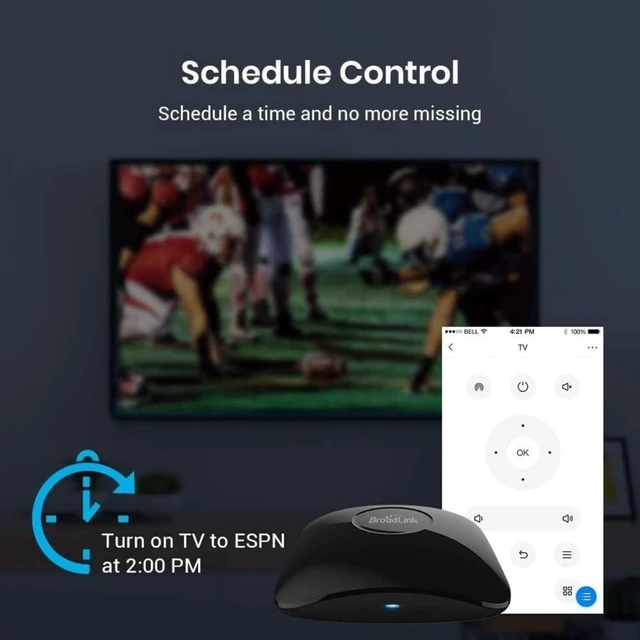Alt view image 3 of 5 - BroadLink RM4 Pro IR/RF Universal Remote with HTS2 Cable, All-in-One Hub, Code-Learning Wi-Fi Remote Control for TV, Air Conditioner, Curtain Motor, Works with Alexa, Google Home. (2.4GHz Wi-Fi Only)