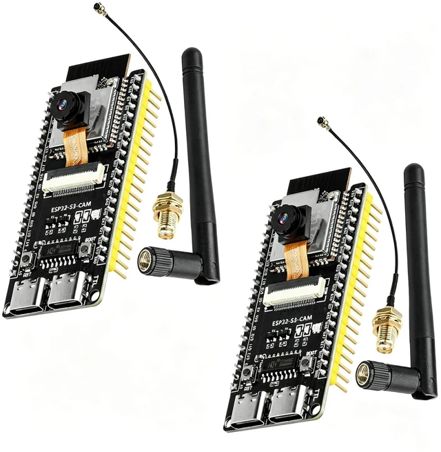 Main image of ESP32-S3-CAM Development Board with OV3660 Camera +Antenna, 16MB Flash 8MB PSRAM ESP32-S3 N16R8 Module with Dual USB-C WiFi BT MCU Microcontroller for IoT, MicroPython,DIY Projects and AI Project