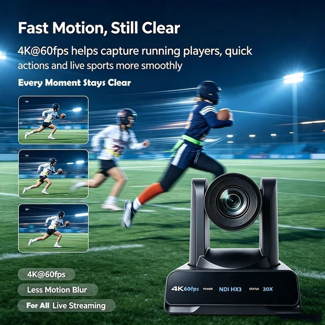 Alt view image 4 of 5 - Meeasier 4K 60fps NDI PTZ Camera 30X Optical Zoom, AI Tracking, Supports Full NDI 4K60fps Output,3G-SDI HDMI USB IP PoE LAN, Ideal for Church Worship,Conference, Education Online Live Streaming