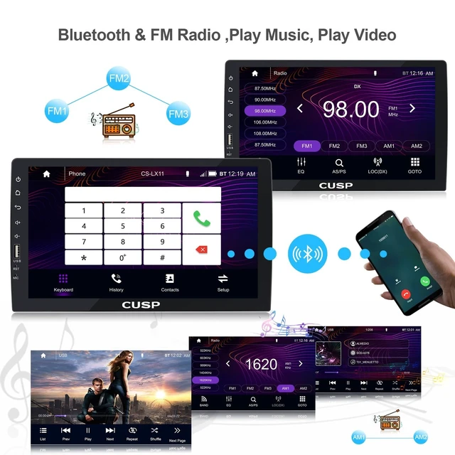 Alt view image 3 of 5 - CUSP 10 Inch Double Din Car Stereo with Apple CarPlay & Android Auto, Linux System HD IPS Touchscreen, Bluetooth FM/AM Radio, GPS Navigation, Backup Camera Support, Private Model, in-Dash Head Unit