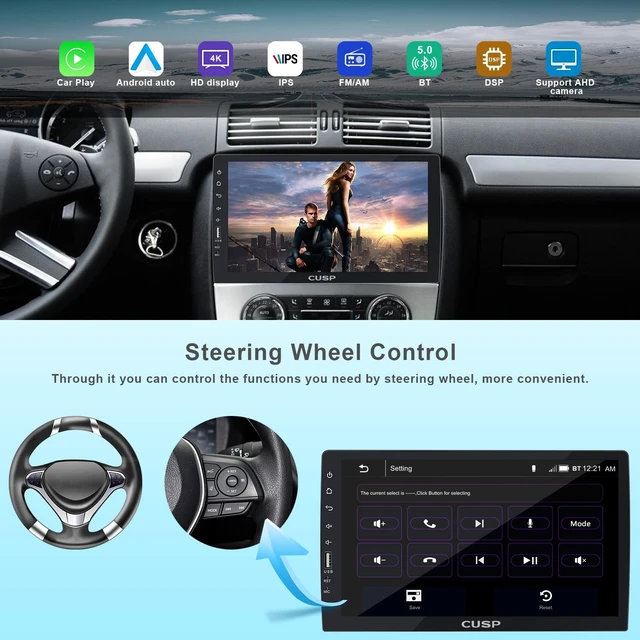 Alt view image 5 of 5 - CUSP 10 Inch Double Din Car Stereo with Apple CarPlay & Android Auto, Linux System HD IPS Touchscreen, Bluetooth FM/AM Radio, GPS Navigation, Backup Camera Support, Private Model, in-Dash Head Unit