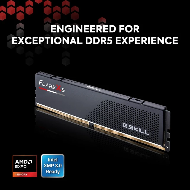 Alt view image 2 of 5 - G.SKILL Flare X5 Series DDR5 RAM (AMD Expo & Intel XMP 3.0) 16GB (1x16GB) Up to 6000MT/s CL36-36-36-96 1.35V Desktop Computer Memory U-DIMM - Matte Black (F5-6000J3636F16GX1-FX5)
