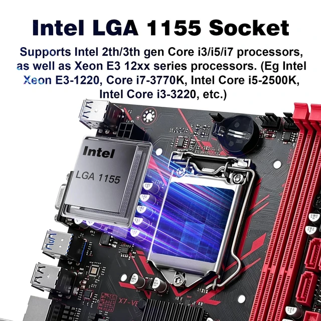 Alt view image 2 of 5 - MACHINIST B75 LGA 1155 Motherboard, Support Intel 2nd/3rd Gen Core i3,i5,i7/Xeon E3 12xx Series Processors, (DDR3 Slots, NVME/NGFF M.2, SATA 6Gb/s, USB 3.0, Gigabit LAN) PC Computer Gaming Mainboa