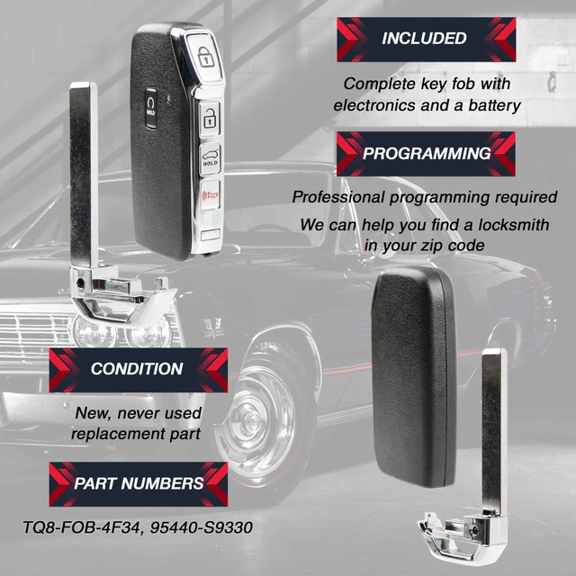 Alt view image 4 of 5 - Key Fob Remote Replacement 5-Button Smart for 2022 Kia Telluride (TQ8-FOB-4F34, 95440-S9330)