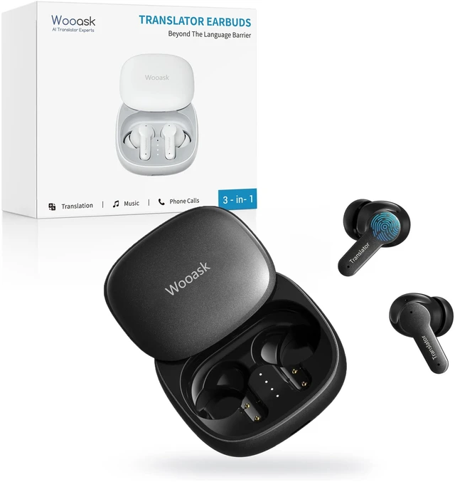 Main image of Wooask M3 3 in 1 Translation Earbuds, 144 Languages Translator Earbuds Real Time, Offline Translator Headphones No Subscription for Global Travel & Off-Grid Exploration (Black)