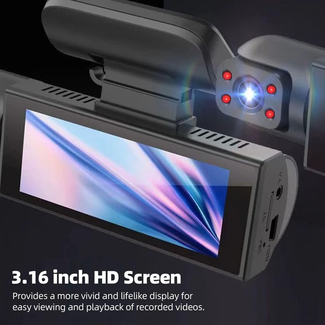Alt view image 4 of 5 - Dual Dash Cam Front and Inside, 1080P HD Car Camera with 3.16 Inch Screen, 170 Degree Wide Angle Night Vision, Loop Recording, 32GB Card Included, Ideal for Vehicle Security