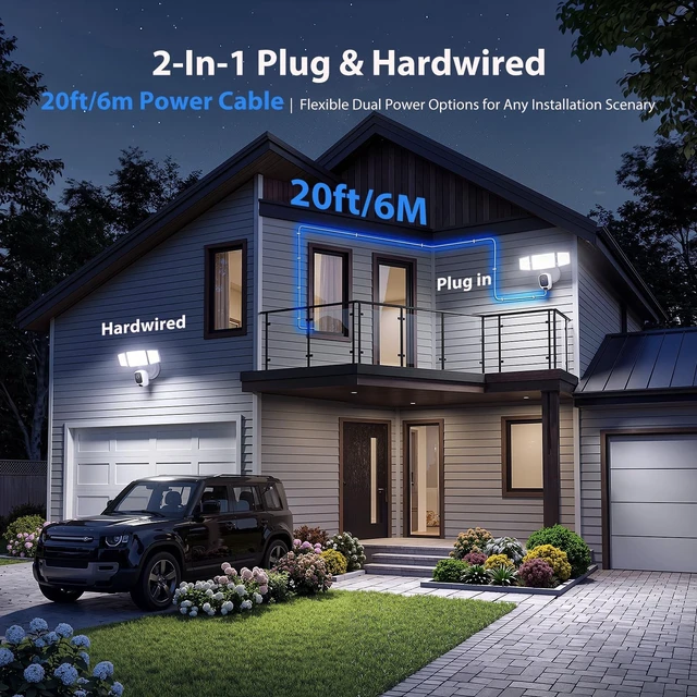 Alt view image 3 of 5 - Onforu 2K Floodlight Camera Plug&Hardwired, Smart Security Camera Outdoor