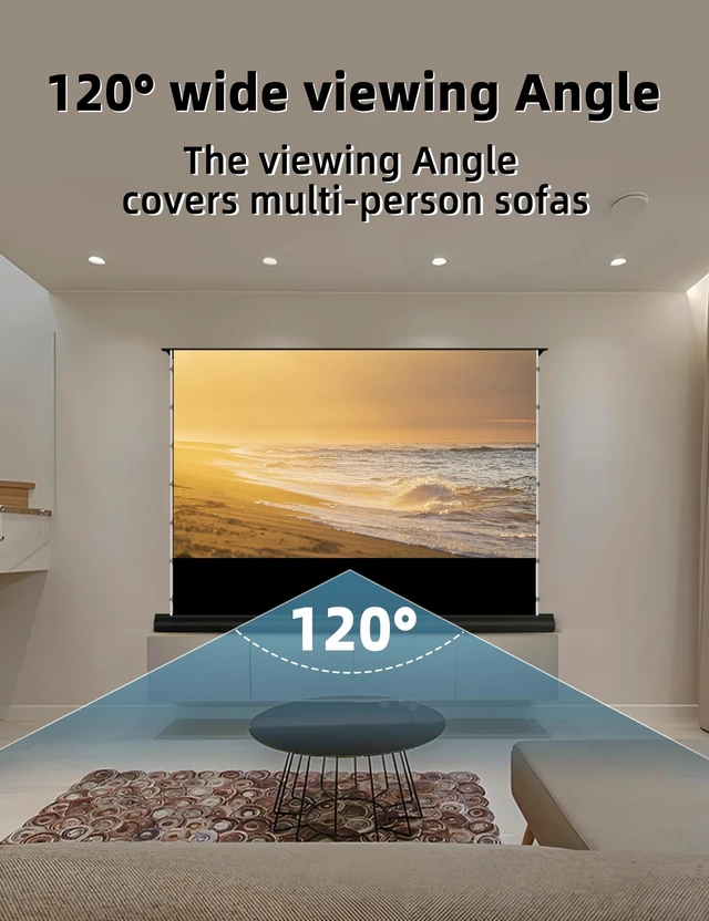 Alt view image 4 of 5 - 100" Fresnel ALR Floor Rising Projector Screen Motorized for Long/Standard Shrow Projector,Movie Screen for Home Theater,Motorized Projector Screen 4K/8K Ultra HD, Active 3D