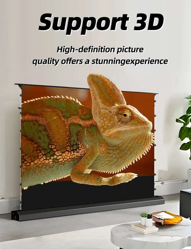 Alt view image 5 of 5 - 100" Fresnel ALR Floor Rising Projector Screen Motorized for Long/Standard Shrow Projector,Movie Screen for Home Theater,Motorized Projector Screen 4K/8K Ultra HD, Active 3D