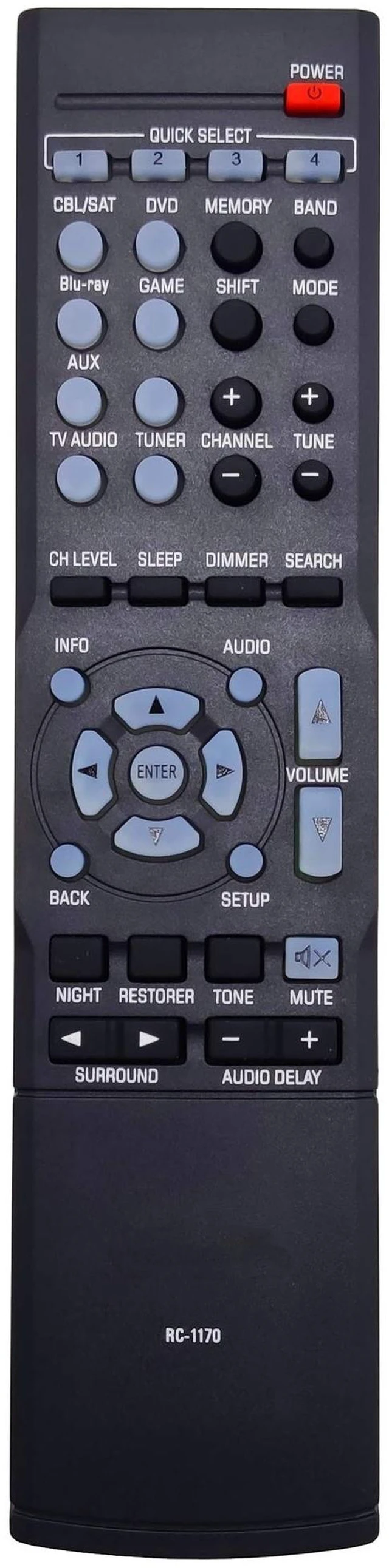 Main image of INTECHING RC-1170 AV Receiver Remote Control Replacement