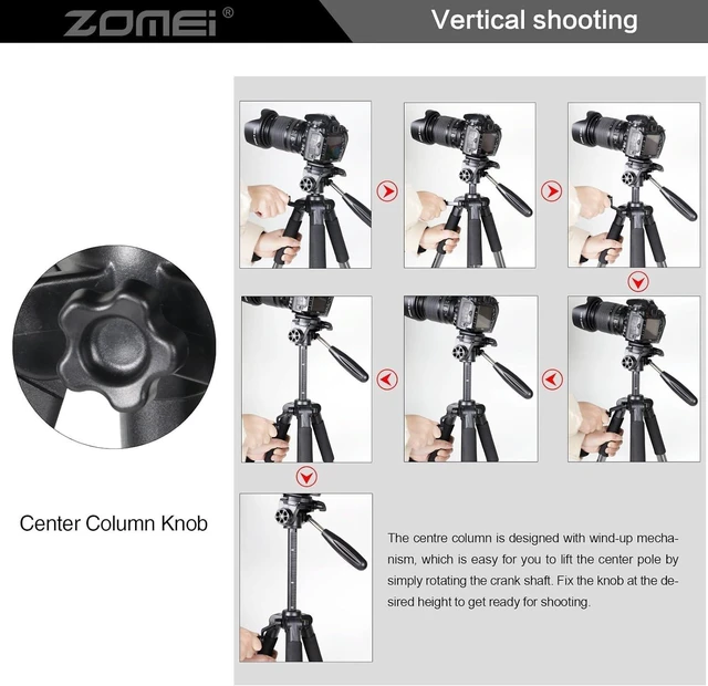 Alt view image 5 of 5 - Camera Tripod, ZOMEI Q111 55-inch Smartphone Tripod Flexible Aluminum Travel Tripod with 3-Way Pan Head and Phone Holder, for Photography YouTube Smartphones Cameras and LED Ring Light (Silver)