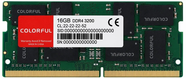 Main image of Colorful DDR4 16GB RAM,3200MHz CL22 Laptop Memory,SODIMM 260-Pin 1.2V