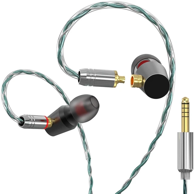 Main image of GUAEIMO G4M4C2G HiFi IEMs, Wired in-Ear Monitors with Detachable MMCX Cable, Professional Audiophile Earbuds, Aluminum Shell & 4-Strand Silver-Plated Cable, 4.4mm No Mic Frosted Black