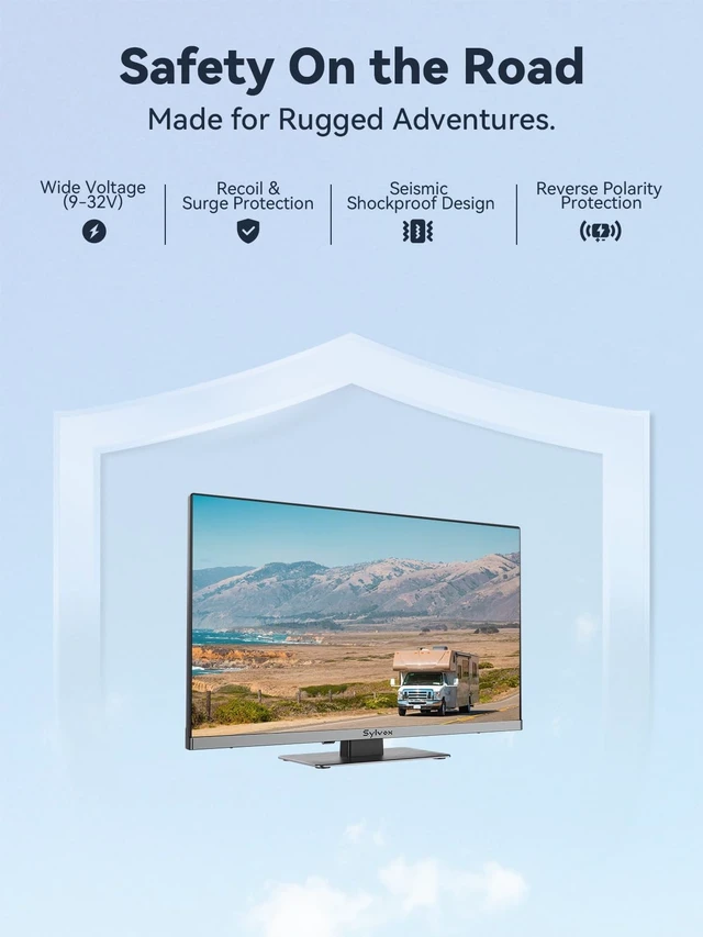 Alt view image 4 of 5 - SYLVOX 24-Inch Smart RV TV, QLED 1080P FHD, Built-in DVD Player, Google TV OS, Wide Voltage Support 12V/24V AC/DC Television for RV & Home, HDMI & USB