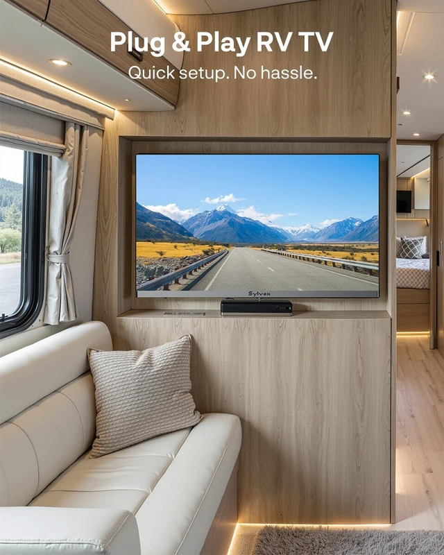 Alt view image 5 of 5 - SYLVOX 24-Inch Smart RV TV, QLED 1080P FHD, Built-in DVD Player, Google TV OS, Wide Voltage Support 12V/24V AC/DC Television for RV & Home, HDMI & USB