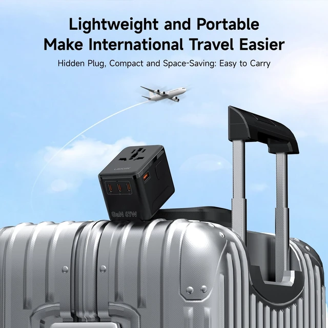 Alt view image 4 of 5 - LAVCHIC 67W GaN Universal Travel Adapter 5-in-1 International Power Adapter