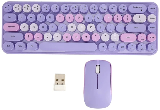 Main image of Xiuganpo Colorful Keyboard and Silent Mouse Combo Wireless, 2.4G USB Receiver, 68 Keys Low Consumption Gaming Keyboard and Mouse, 3 Levels Regulable Sensitivity (Purple Theme)