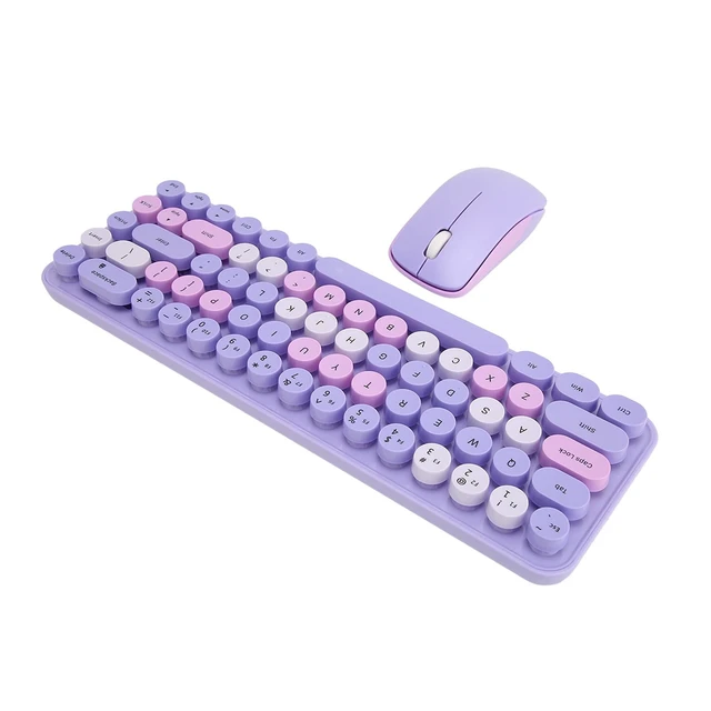 Alt view image 3 of 5 - Xiuganpo Colorful Keyboard and Silent Mouse Combo Wireless, 2.4G USB Receiver, 68 Keys Low Consumption Gaming Keyboard and Mouse, 3 Levels Regulable Sensitivity (Purple Theme)
