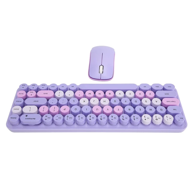 Alt view image 4 of 5 - Xiuganpo Colorful Keyboard and Silent Mouse Combo Wireless, 2.4G USB Receiver, 68 Keys Low Consumption Gaming Keyboard and Mouse, 3 Levels Regulable Sensitivity (Purple Theme)