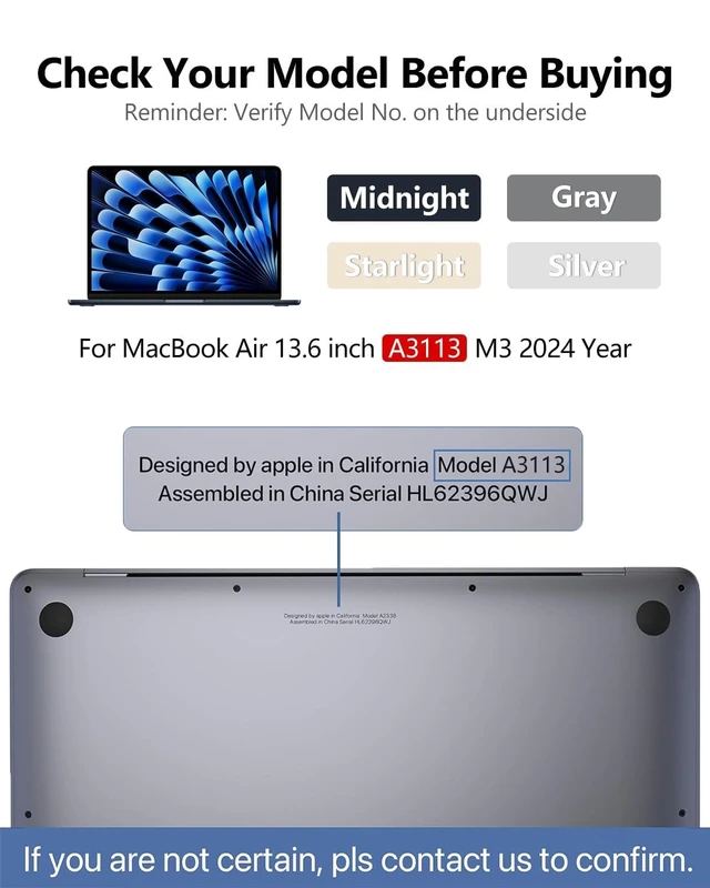 Alt view image 3 of 5 - A3113 Screen Replacement 13.6 inch for MacBook Air M3 2024 Full LCD-Gray