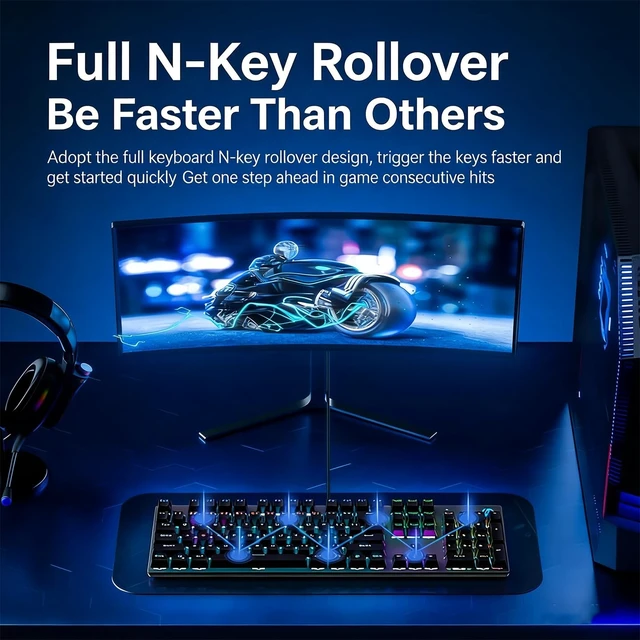Alt view image 4 of 5 - HP GK400F Mechanical Keyboard Wired, Metal Panel ABS Keycaps, 104 Keys for Gaming and Business Use, Brown Switch, Compatible with Desktop and Laptop,Black
