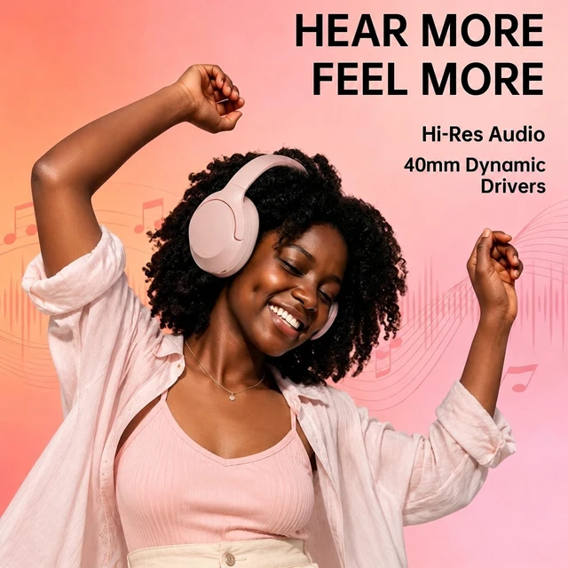 Alt view image 3 of 5 - Active Noise Cancelling Headphones, 65H ANC Playtime Wireless Bluetooth