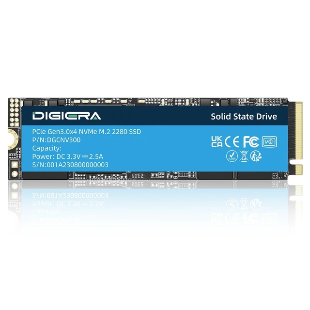 Main image of DIGIERA CNV300 Internal SSD PCIe Gen 3.0x4 NVMe M.2 2280, 512GB Space Up to 3500MB/s Read 3100MB/s Write with High Durability Premium Flash, Compatible with Laptop Desktop PC