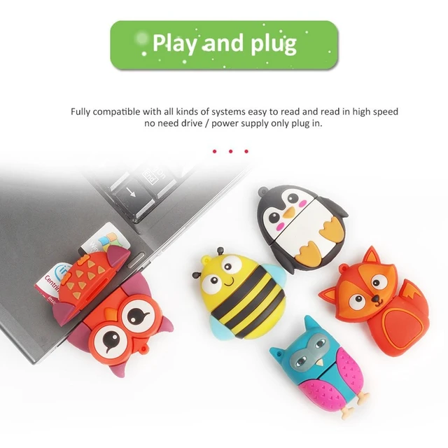 Alt view image 2 of 5 - 16GB USB Flash Drive Pack of 5 Pcs, BorlterClamp Thumb Drive with Cute Animal Pattern, Gift for Students and Children
