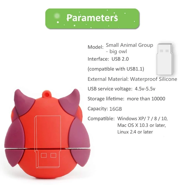 Alt view image 4 of 5 - 16GB USB Flash Drive Pack of 5 Pcs, BorlterClamp Thumb Drive with Cute Animal Pattern, Gift for Students and Children
