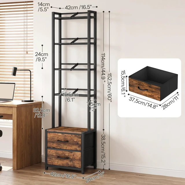 Alt view image 5 of 5 - HOOBRO CD Storage Rack with Drawer, 5-Tier DVD Organizer Shelf