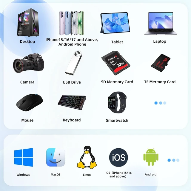 Alt view image 4 of 5 - YOTUO Docking Station External Hard Drive Storage, USB-C Hub + HDD 7-in-1, USB 3.0, SD/TF Card, HDD for Windows, Mac, Android, TV, iOS (iPhone 15/16/17), Phone, Laptop, Desktop, PC (Space Black, 1TB)