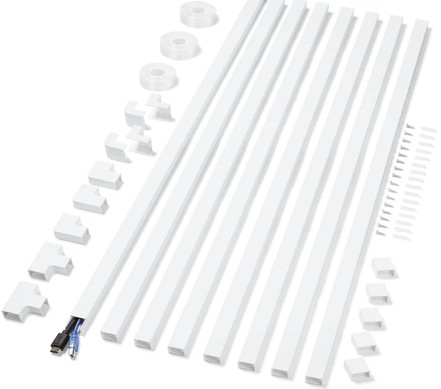 Main image of Cord Covers for Wires on Wall Extra-Long 32ft (8xL4ft) TV Cable Hider Kit