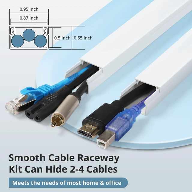 Alt view image 2 of 5 - Cord Covers for Wires on Wall Extra-Long 32ft (8xL4ft) TV Cable Hider Kit