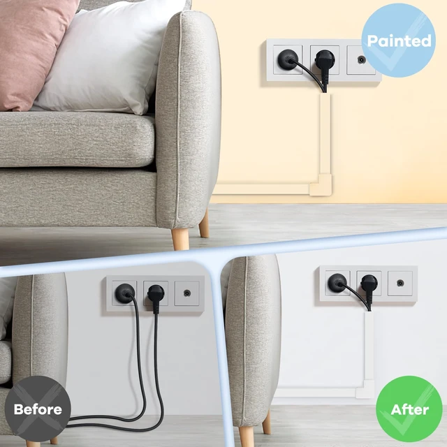 Alt view image 5 of 5 - Cord Covers for Wires on Wall Extra-Long 32ft (8xL4ft) TV Cable Hider Kit
