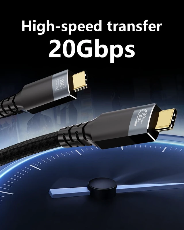 Alt view image 2 of 5 - UPPDEFFST 2-Pack USB C Cables Compatible with Thunderbolt 3, USB 3.2 20Gbps High-Speed Transfer,100W Fast Charging,8K@30Hz&4K@120Hz Video,16.5FT Long TypeC-C Cord for Monitor,Docking Station and SSD,