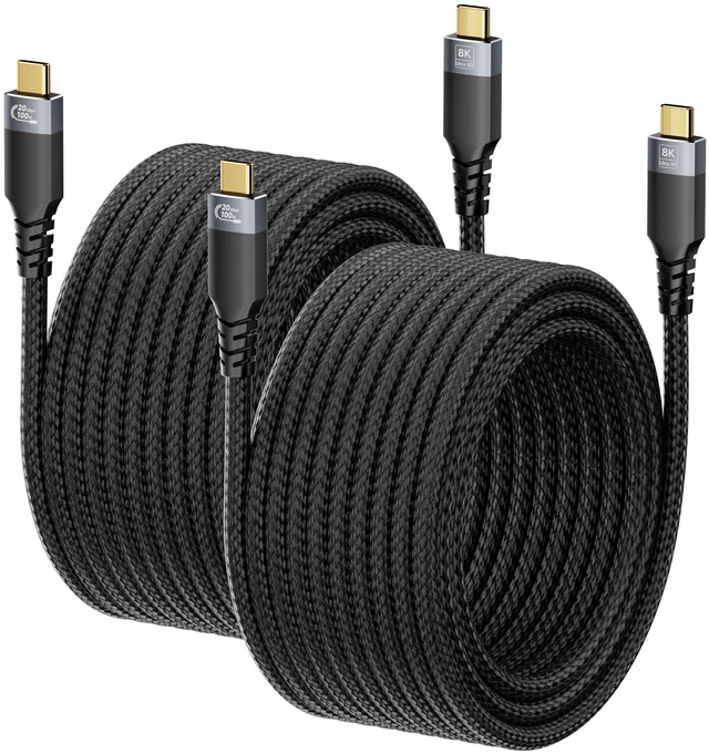 Main image of UPPDEFFST 2-Pack USB C Cables Compatible with Thunderbolt 3, USB 3.2 20Gbps High-Speed Transfer,100W Fast Charging,8K@30Hz&4K@120Hz Video,16.5FT Long TypeC-C Cord for Monitor,Docking Station and SSD,
