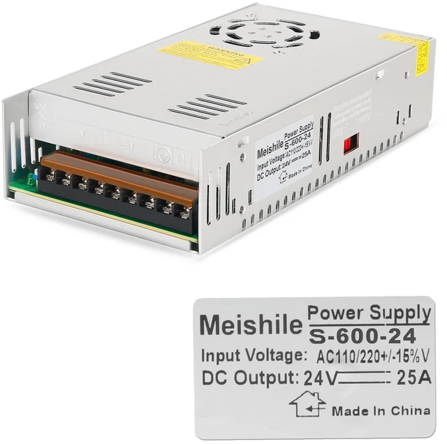 Main image of 24V 25A 600W DC Switching Power supply Adapter PSU AC-DC 24Volt Industrial Transformer Converter 0-20/10amps LED drive Lamp Meter Electric Printer Heater Motor Pump Stereos Amplifier Fan SMPS 110V/220