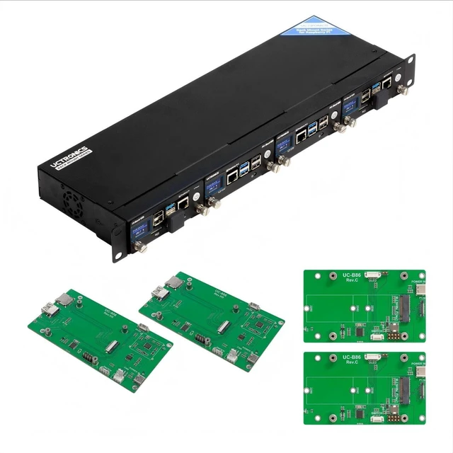Main image of UCTRONICS Raspberry Pi Rack Pro, 2 M.2 NVMe SSD Base for Pi5, 2 x SATA Shields for Pi4, with 4pcs Safe Shutdown and 0.96" Color LCD